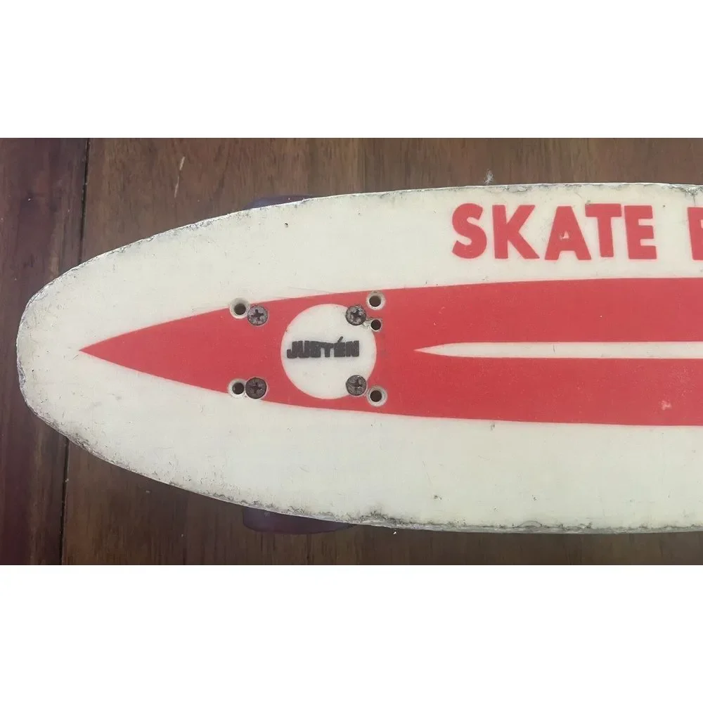 VTG Justen Fiberglass Skateboard Red White‎ 70s Sidewalk Surfboard